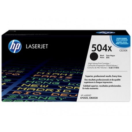 HP 504X juoda didesnės talpos tonerio kasetė (CE250X)