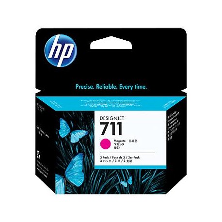 HP 711 magenta ink cartridge in a pack o f 3 pcs. (CZ135A)